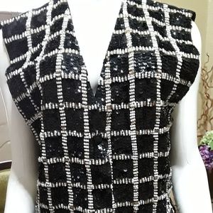 Black & White Beaded Vest/Checker Evening Vest